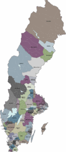 Sverigekarta med olika jourer utplacerade