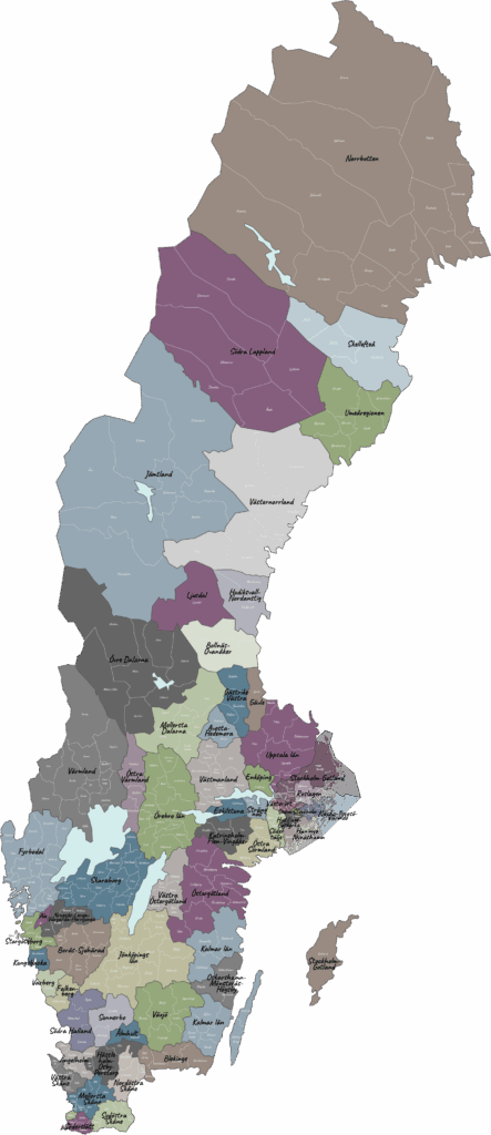 Karta över de lokala brottsofferjourerna i Sverige.